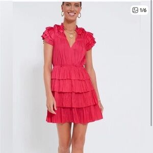 ULLA JOHNSON vesna ruffled mini dress in pink Sz 6 NWOT